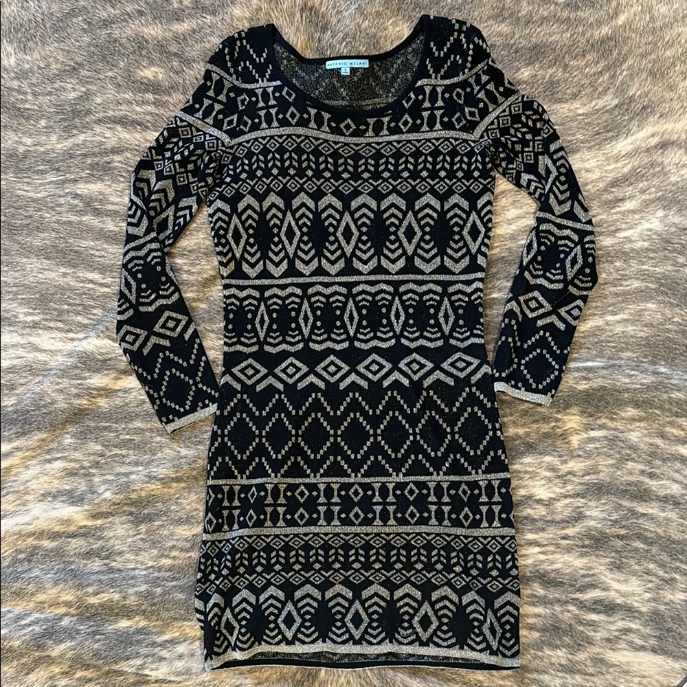 Antonio Melani Patterned Holiday sparkly sweater dress